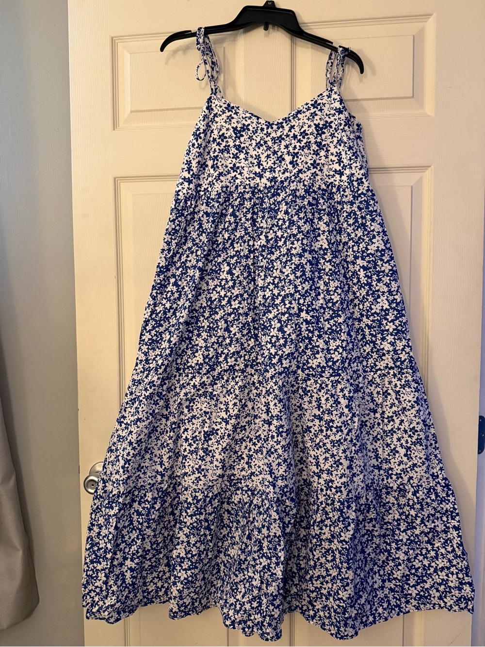 The Nines-by Hatch Blue & White Floral Tiered Maxi Sundress Small - Maternity